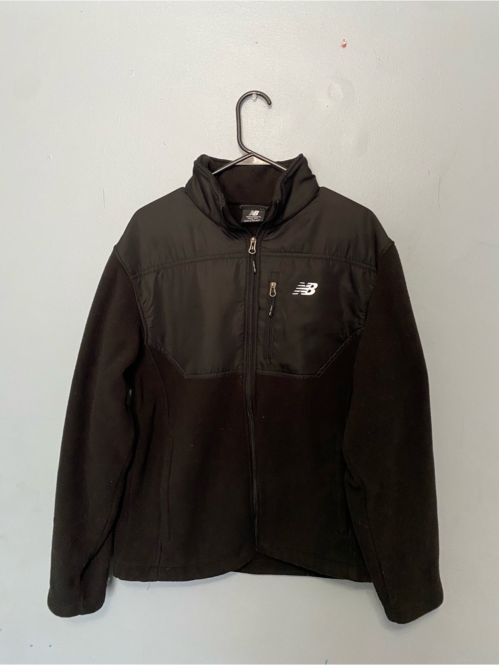 New Balance Black Fleece Zip Jacket with Contrasting Yoke